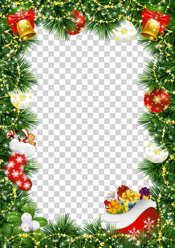 Festive Christmas Frame with Ornaments PNG