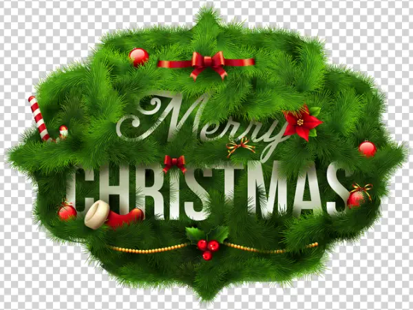 Festive Merry Christmas Wreath PNG Transparent