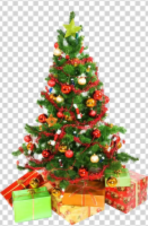 Christmas Tree with Presents PNG Transparent