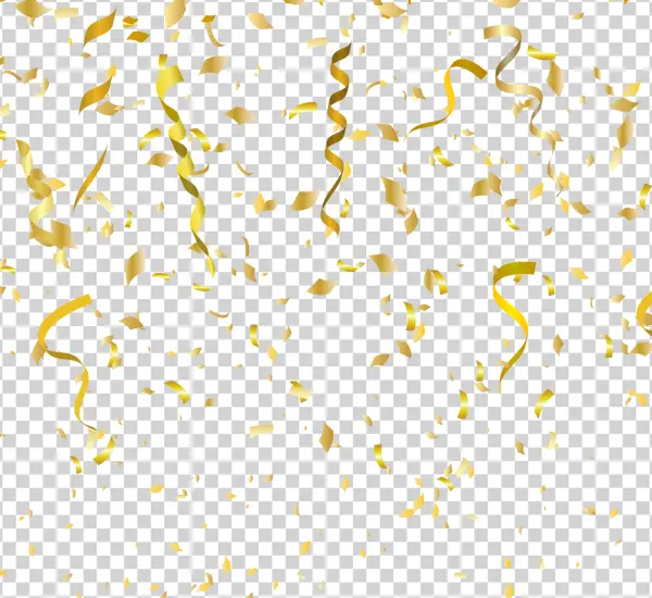 Falling Golden Confetti and Ribbons PNG Transparent