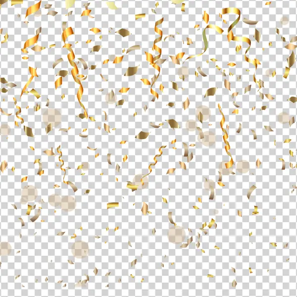Falling Golden Confetti and Streamers PNG