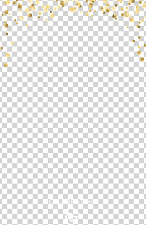 Golden Confetti Celebration Frame with & Text PNG