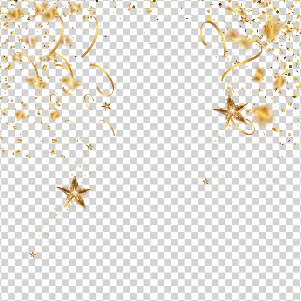 Golden Confetti and Stars Transparent PNG