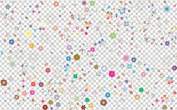 Vibrant Scattered Flowers Pattern PNG