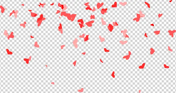 Falling Red and Pink Hearts PNG Transparent Background