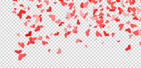 Falling Red and Pink Hearts PNG Transparent Background