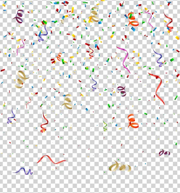 Falling Confetti and Streamers Transparent PNG