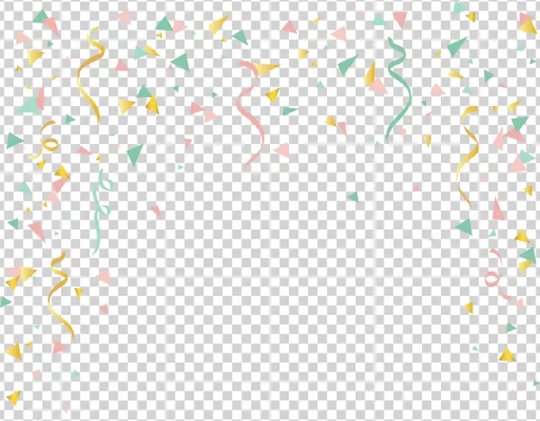 Pastel Confetti and Gold Streamers PNG