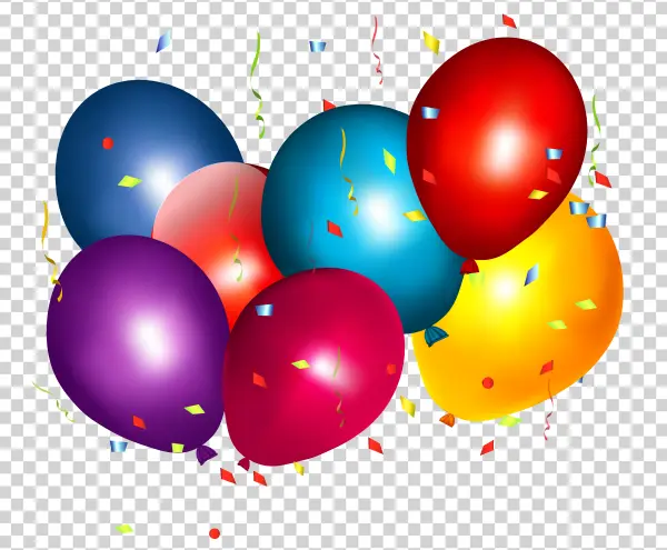 Colorful Party Balloons and Confetti PNG