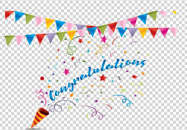 Colorful Congratulations Confetti & Bunting PNG