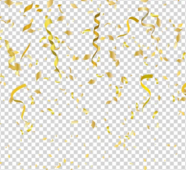 Falling Golden Confetti and Ribbons PNG