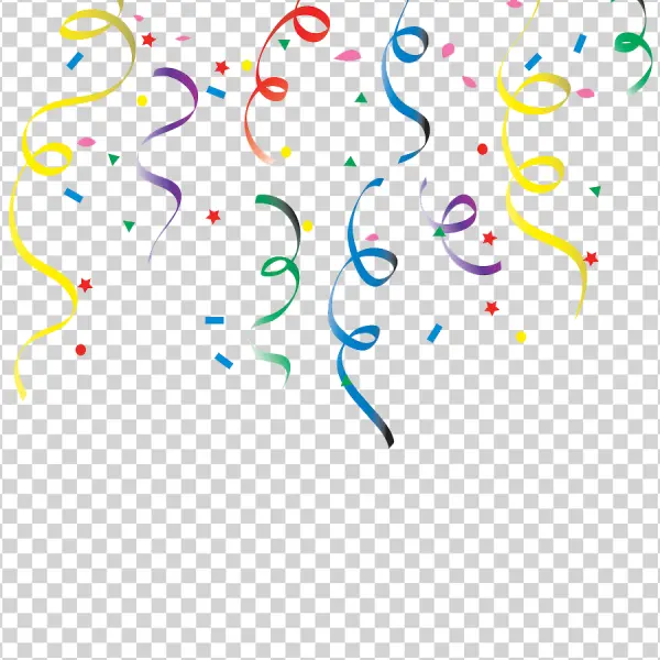 Colorful Party Streamers and Confetti PNG