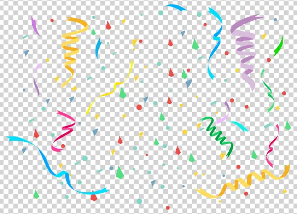 Colorful Confetti and Streamers PNG Transparent Background