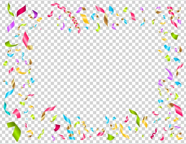 Colorful Confetti and Ribbon Frame PNG