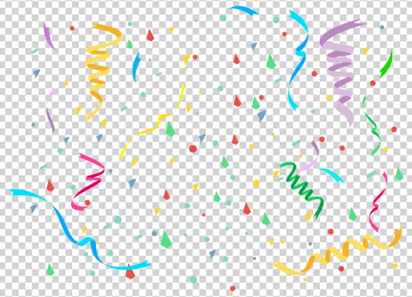 Colorful Confetti and Streamers PNG Transparent Background