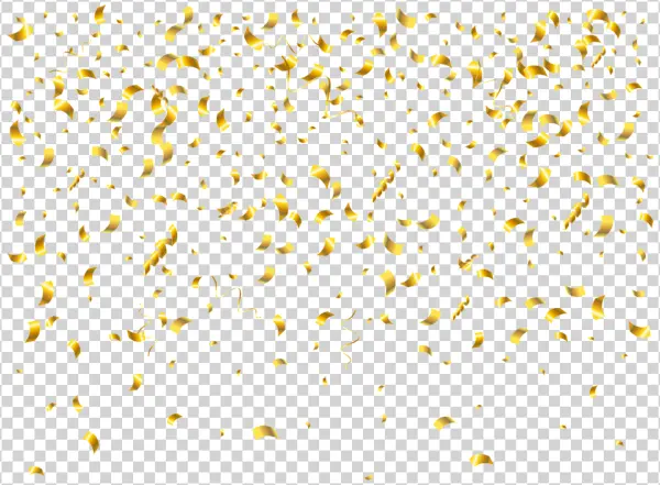 Golden Confetti Falling PNG Transparent Background