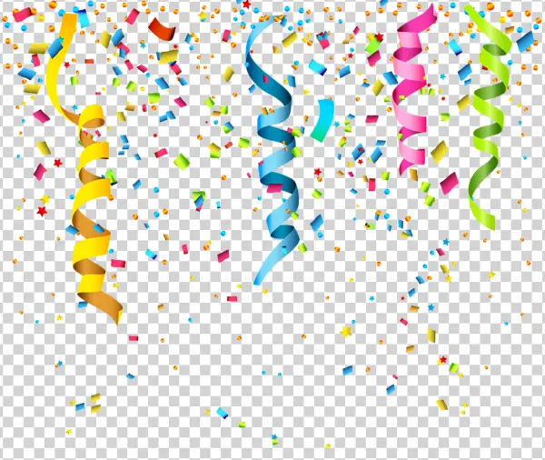 Colorful Confetti and Streamers PNG Transparent Background