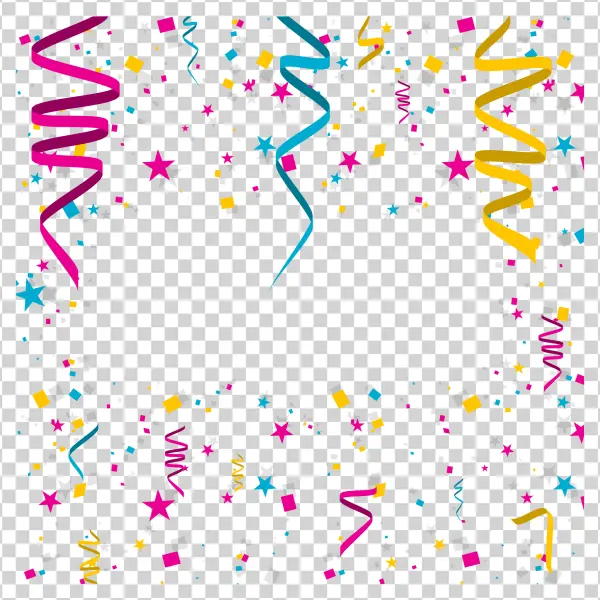 Colorful Confetti and Streamers Transparent Background PNG