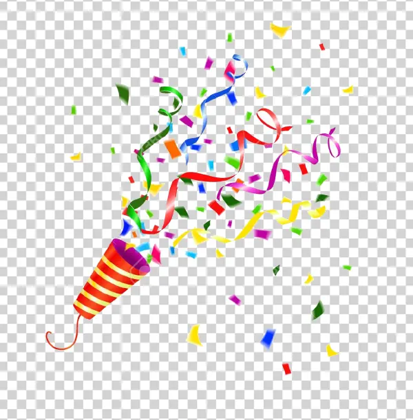 Exploding Party Popper Confetti PNG Transparent