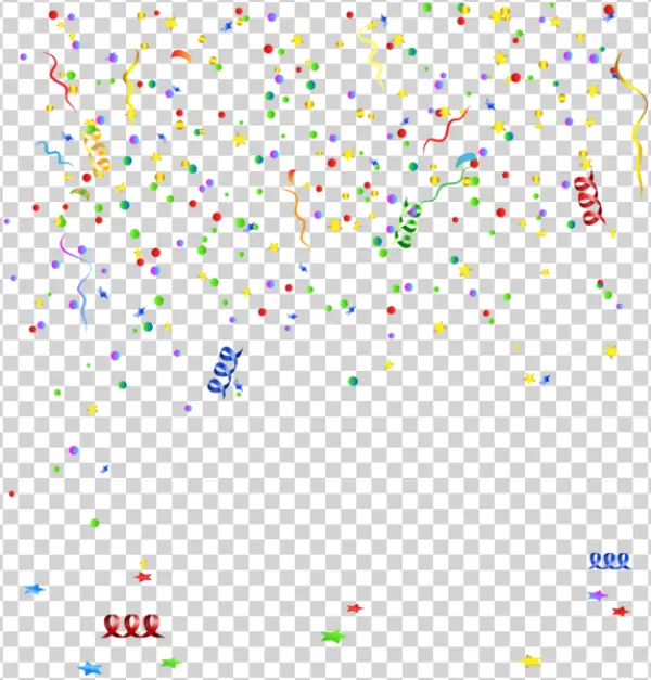 Falling Party Confetti and Streamers PNG