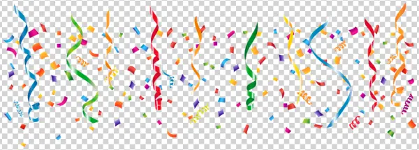 Colorful Confetti and Streamers PNG Transparent Background