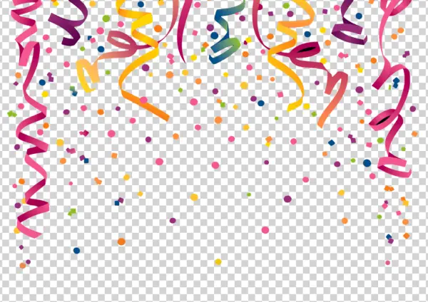 Colorful Falling Confetti and Streamers PNG