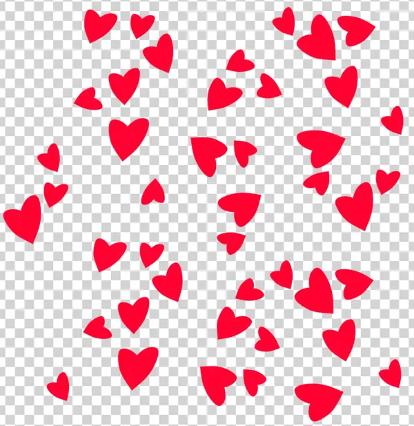 Falling Red Hearts PNG Transparent Background