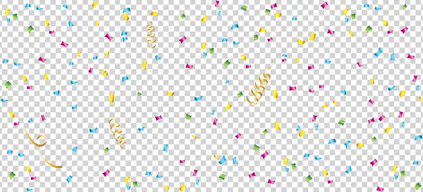 Colorful Confetti and Gold Streamers PNG Transparent Background