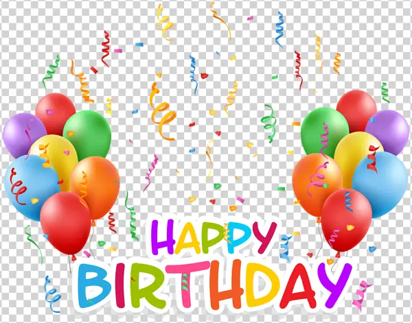 Happy Birthday Balloons and Confetti PNG Transparent