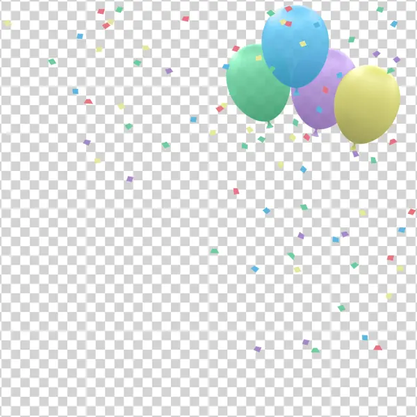 Colorful Balloons and Confetti PNG Transparent Background