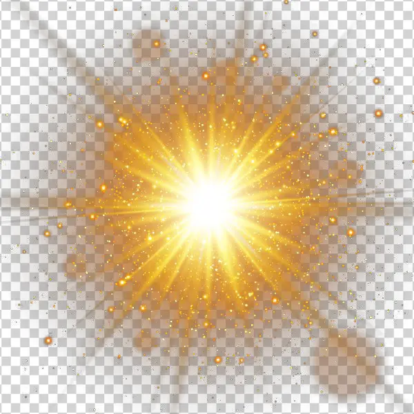 Golden Light Burst with Glitter PNG Transparent