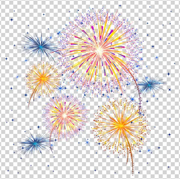 Vibrant Fireworks Celebration PNG Transparent Background