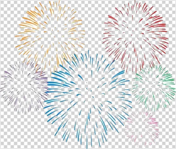 Colorful Fireworks Bursts PNG Transparent Background