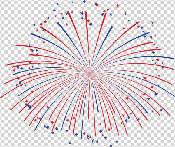 Patriotic Red and Blue Fireworks Burst PNG