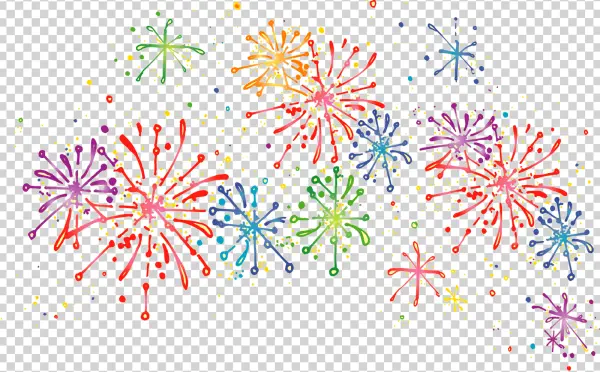 Colorful Doodle Fireworks PNG Transparent