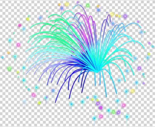 Vibrant Colorful Fireworks Burst PNG