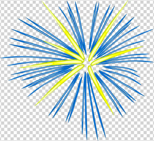 Blue and Yellow Fireworks Burst PNG Transparent Background