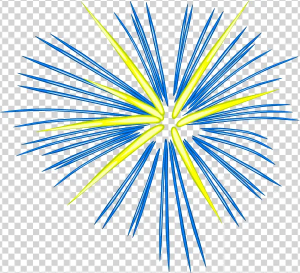 Blue and Yellow Fireworks Explosion PNG Transparent