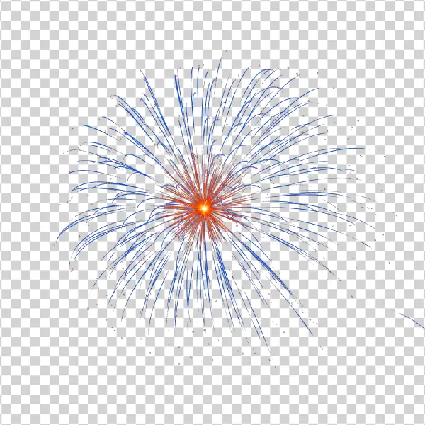 Blue and Orange Fireworks Explosion PNG Transparent