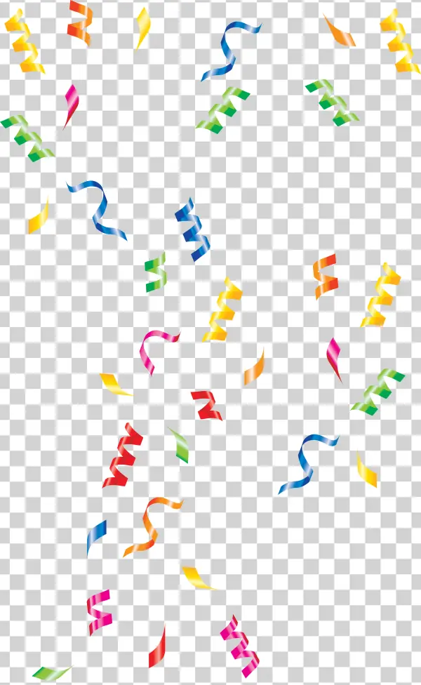 Colorful Confetti and Curling Ribbons PNG