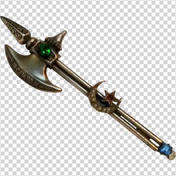 Miniature Ornate Halberd Axe PNG Transparent