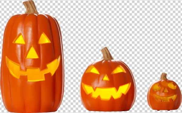 Three Glowing Jack-O-Lanterns PNG Transparent