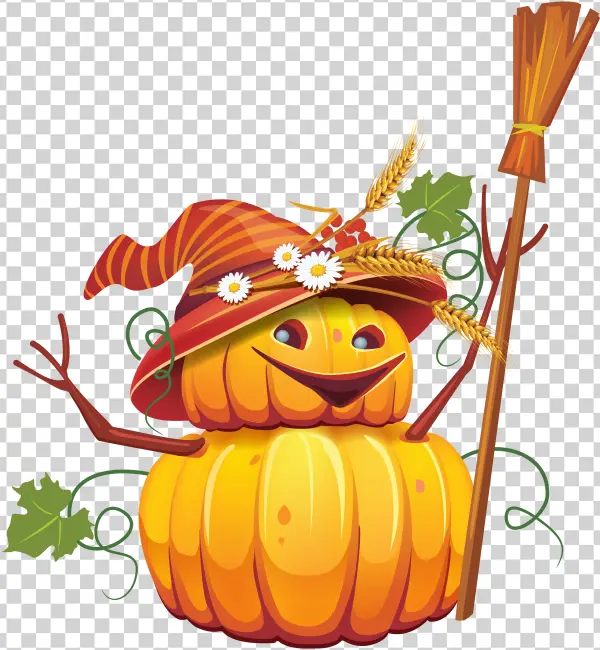 Cute Pumpkin Scarecrow PNG Transparent Background