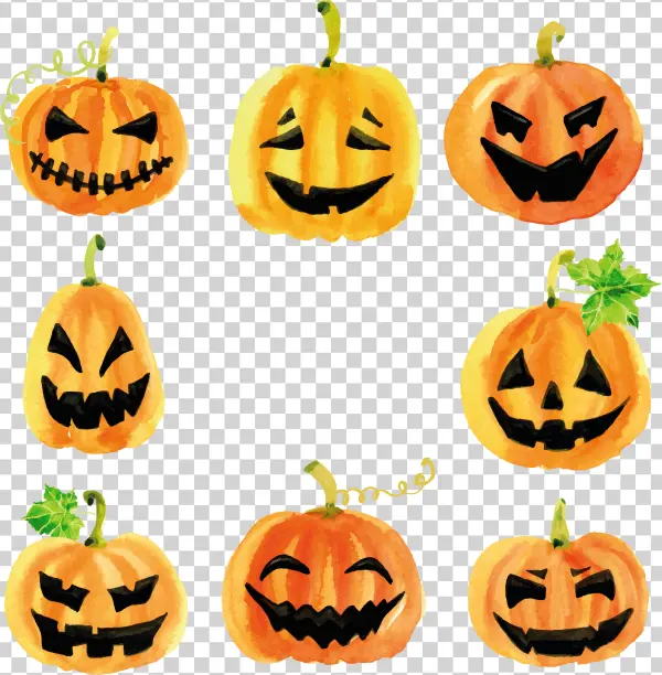 Watercolor Halloween Pumpkins PNG Collection