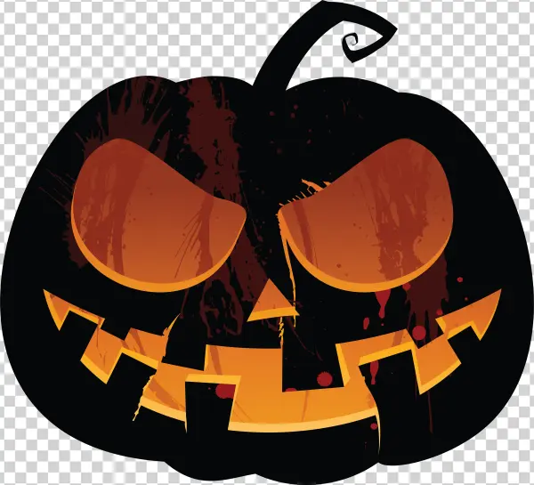 Scary Halloween Pumpkin PNG with Blood Splatters