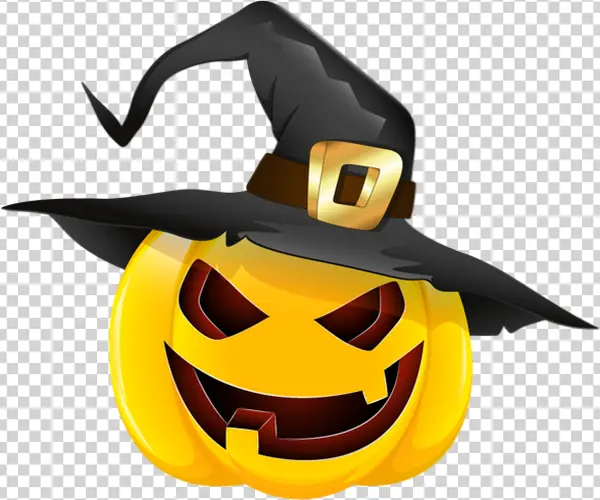 Spooky Jack-o'-lantern with Witch Hat PNG