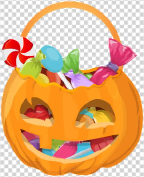 Halloween Pumpkin Candy Basket PNG Transparent Background
