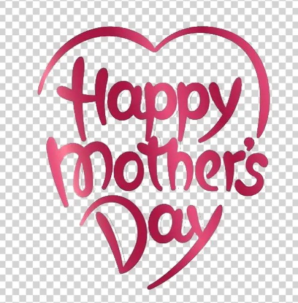 Happy Mother's Day Heart Text PNG