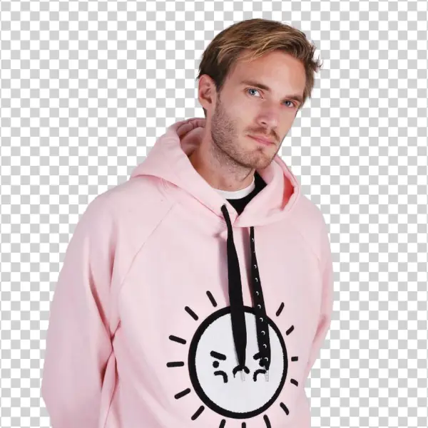 PewDiePie Pink Hoodie PNG Transparent Background