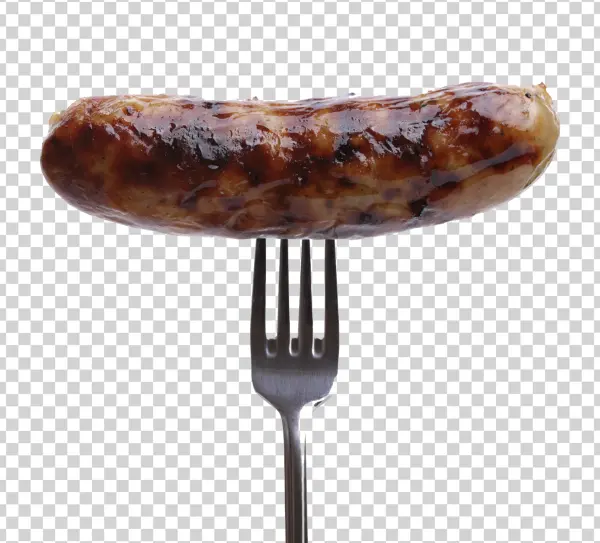 Grilled Sausage on Fork Transparent Background